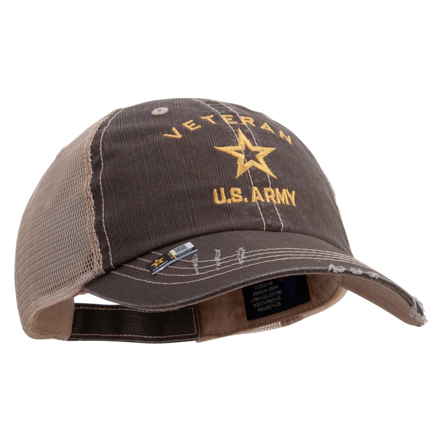 U.S. Army Veteran Military Embroidered Low Profile Special Cotton Mesh Cap